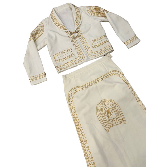 Mariachi Golden Mexican Artisan Women’s Charra Outfit S/M Handmade Used - Picture 5 of 6